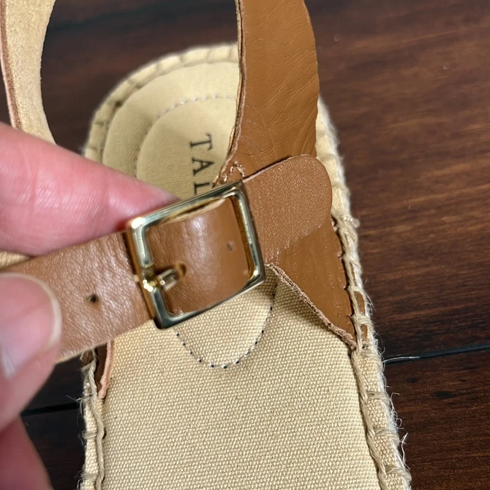 Talbots Women's Izzy‎ Corded Espadrille Flats size 9.5 Ankle Leather Strap New